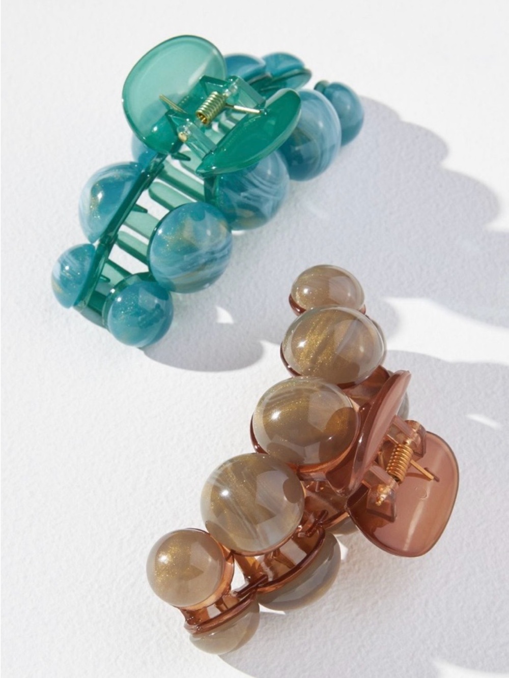 NWT Anthropologie Resin Sphere Hair Claw Clips (Set of 2) *DEFECT*